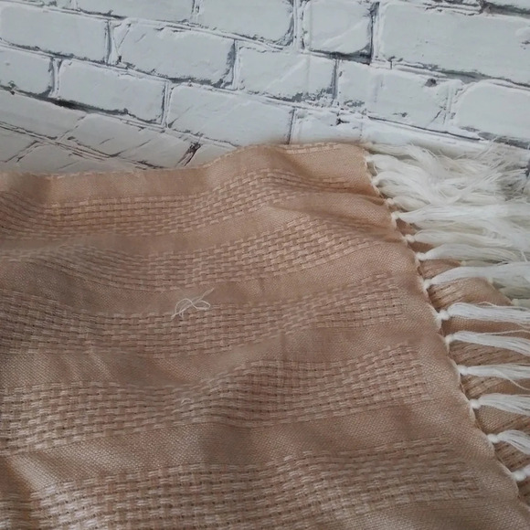 Womans gauzy stripe poncho jacket ligh orange and white - Picture 7 of 16